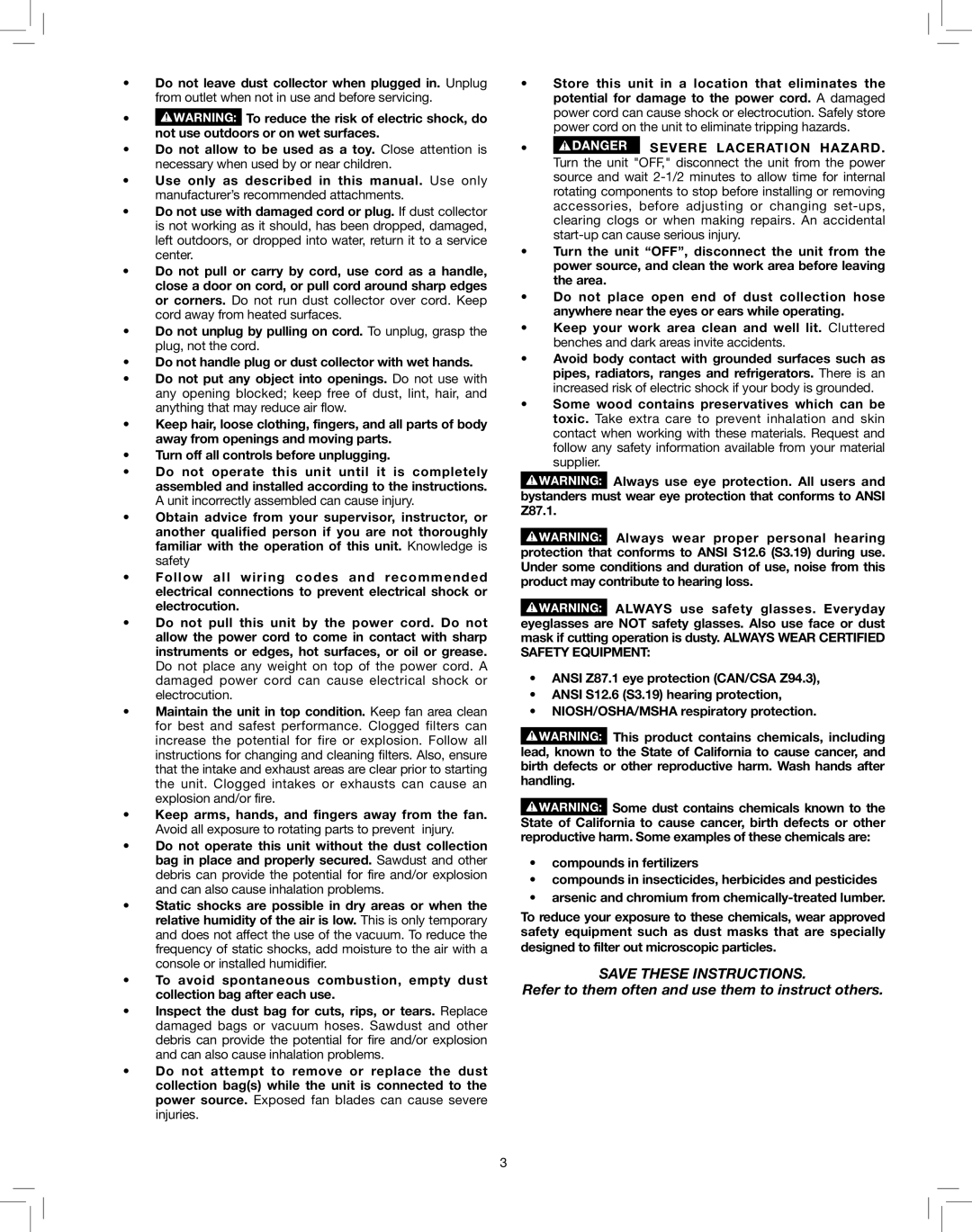 Delta 50-786 instruction manual Save These Instructions 